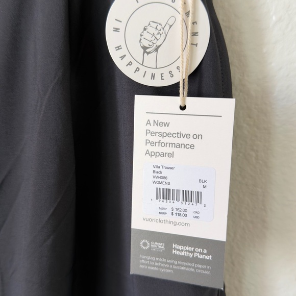 Vuori black Pants size M new - Picture 6 of 6